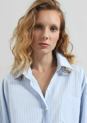 Lanthe Striped Oversized Shirt - Light Blue