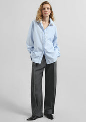 Lanthe Striped Oversized Shirt - Light Blue
