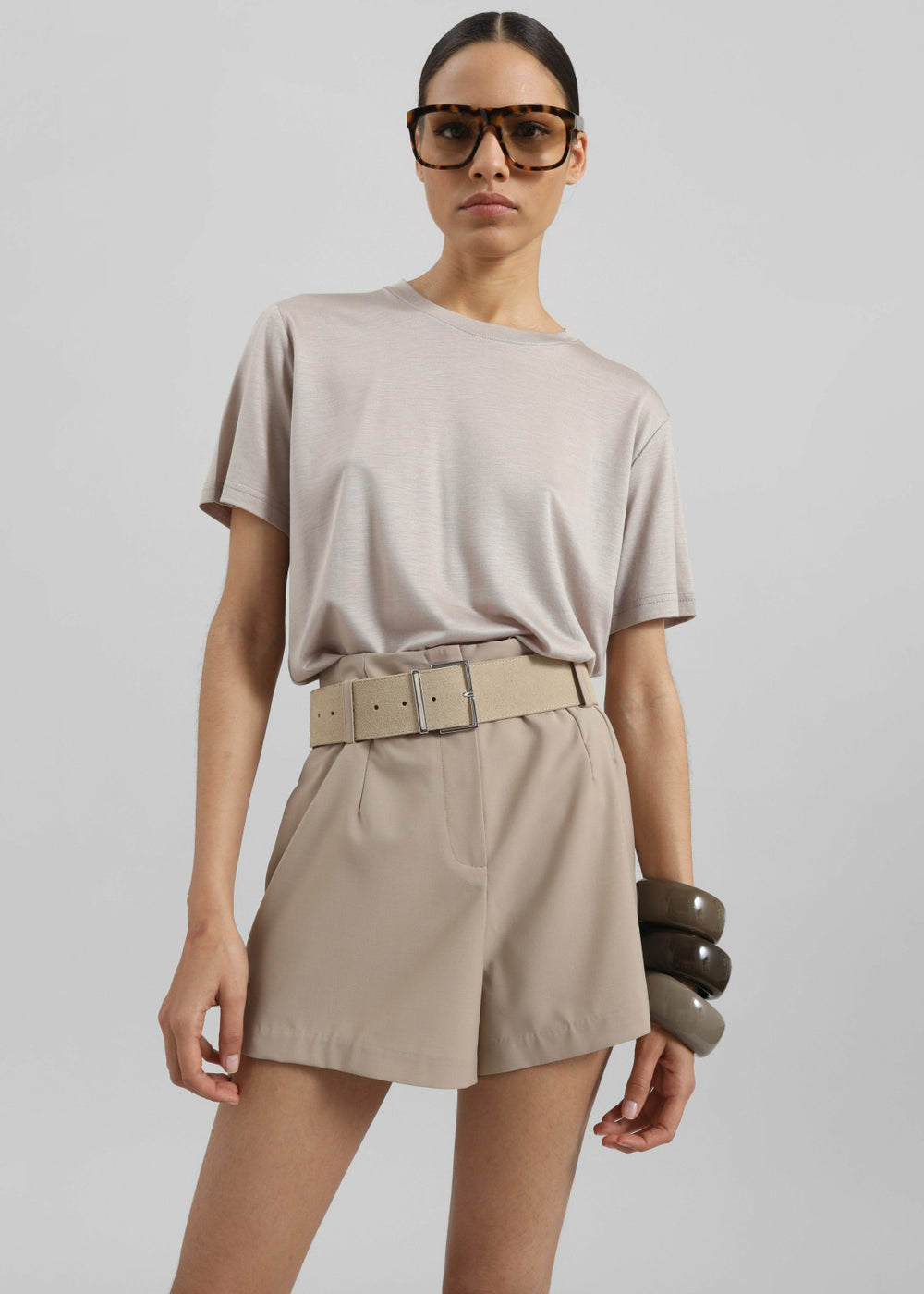 Amal Fluid Tee - Light Taupe
