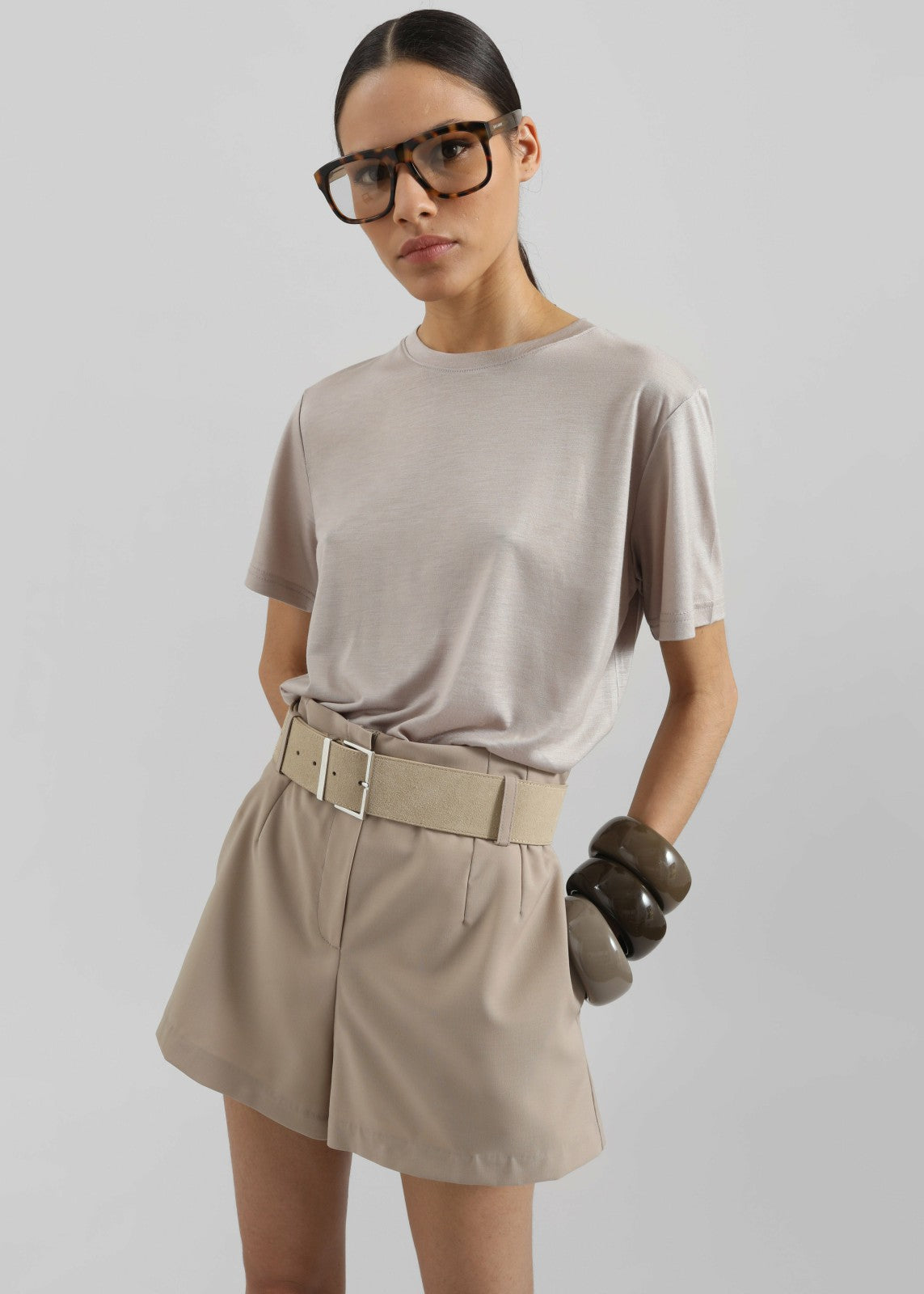 Amal Fluid Tee - Light Taupe