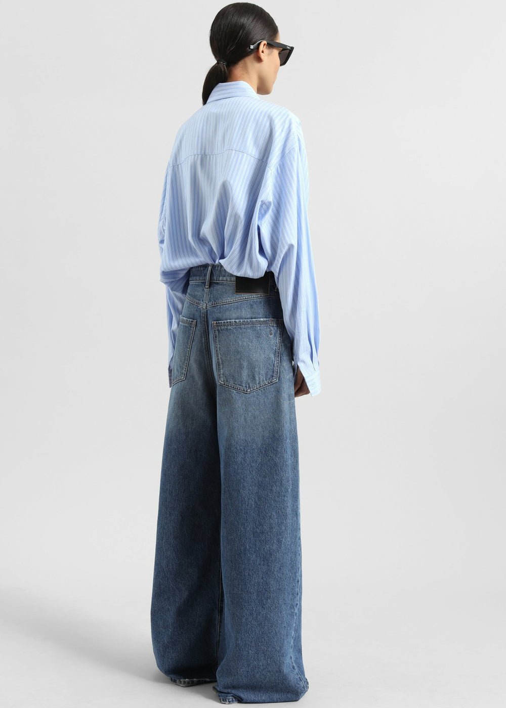 Sukma Striped Oversized Shirt - Blue