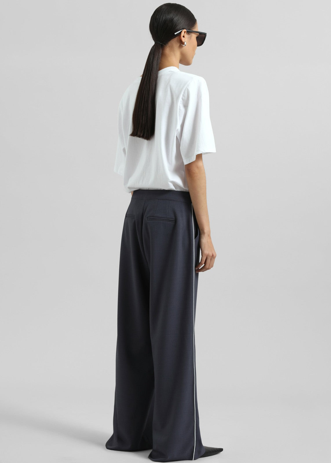 Kemi Contrast Trim Pants - Dark Blue