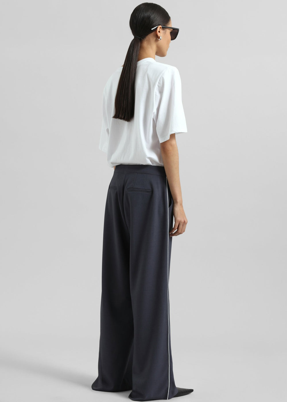 Kemi Contrast Trim Pants - Dark Blue