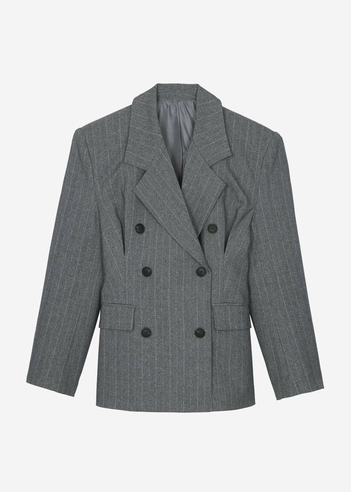 Tenby Striped Cinched Blazer - Grey Melange
