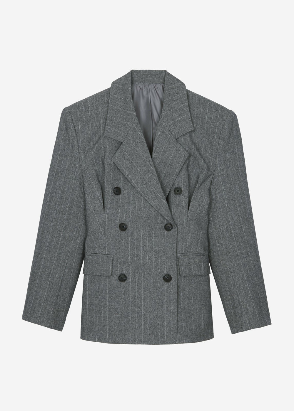 Tenby Striped Cinched Blazer - Grey Melange