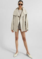Amunta Faux Leather Trench Jacket - Light Beige