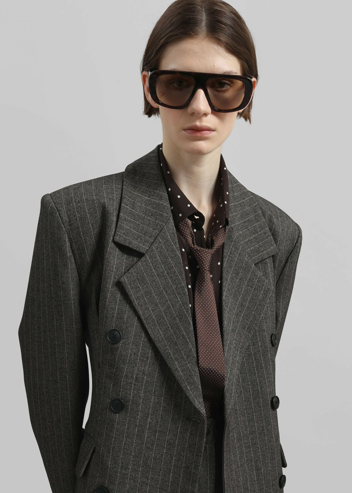 Tenby Striped Cinched Blazer - Brown Melange