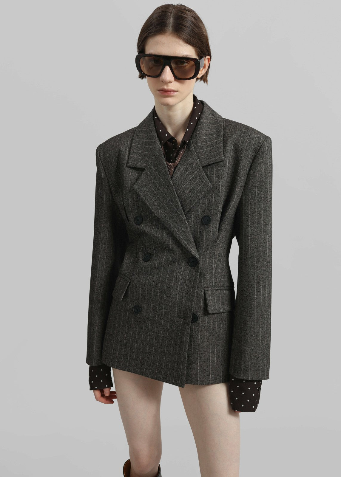 Tenby Striped Cinched Blazer - Brown Melange