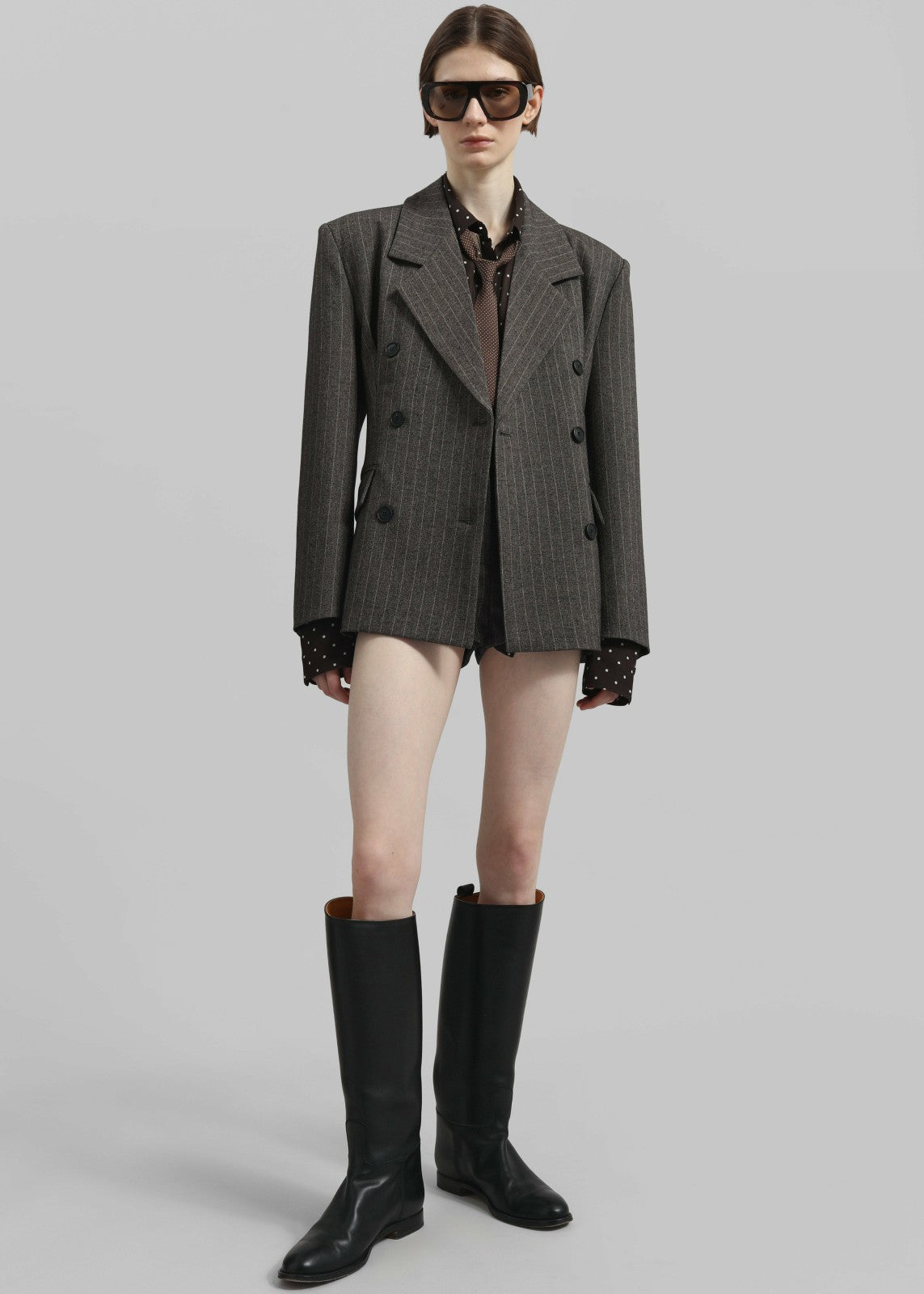 Tenby Striped Cinched Blazer - Brown Melange