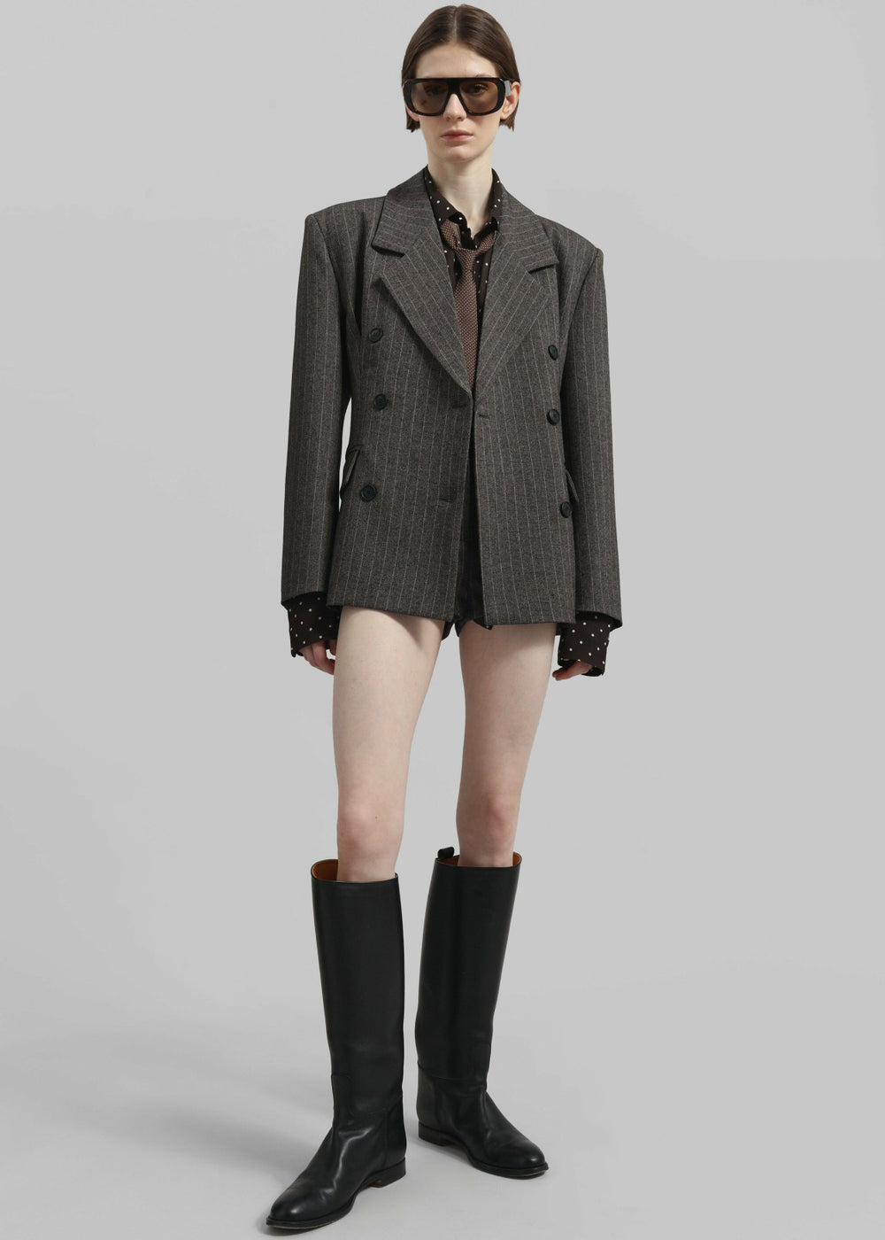 Tenby Striped Cinched Blazer - Brown Melange
