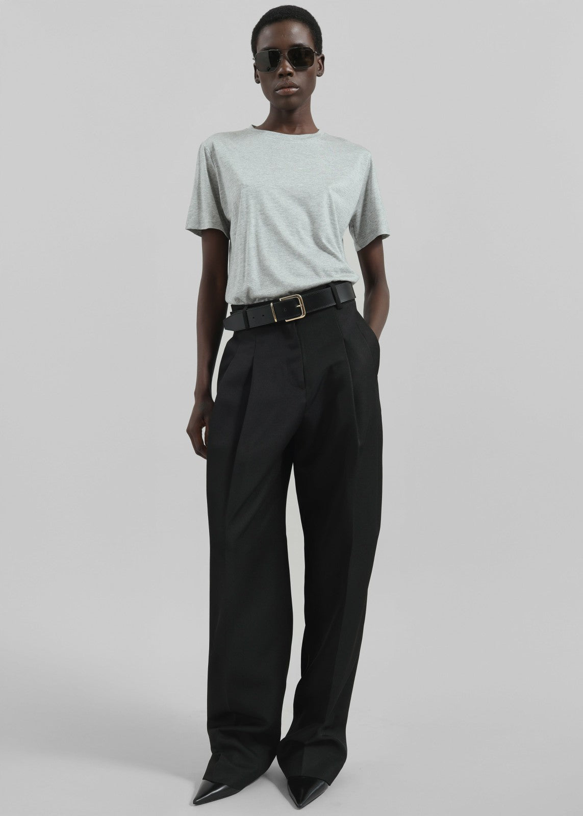 Amal Fluid Tee - Grey Melange
