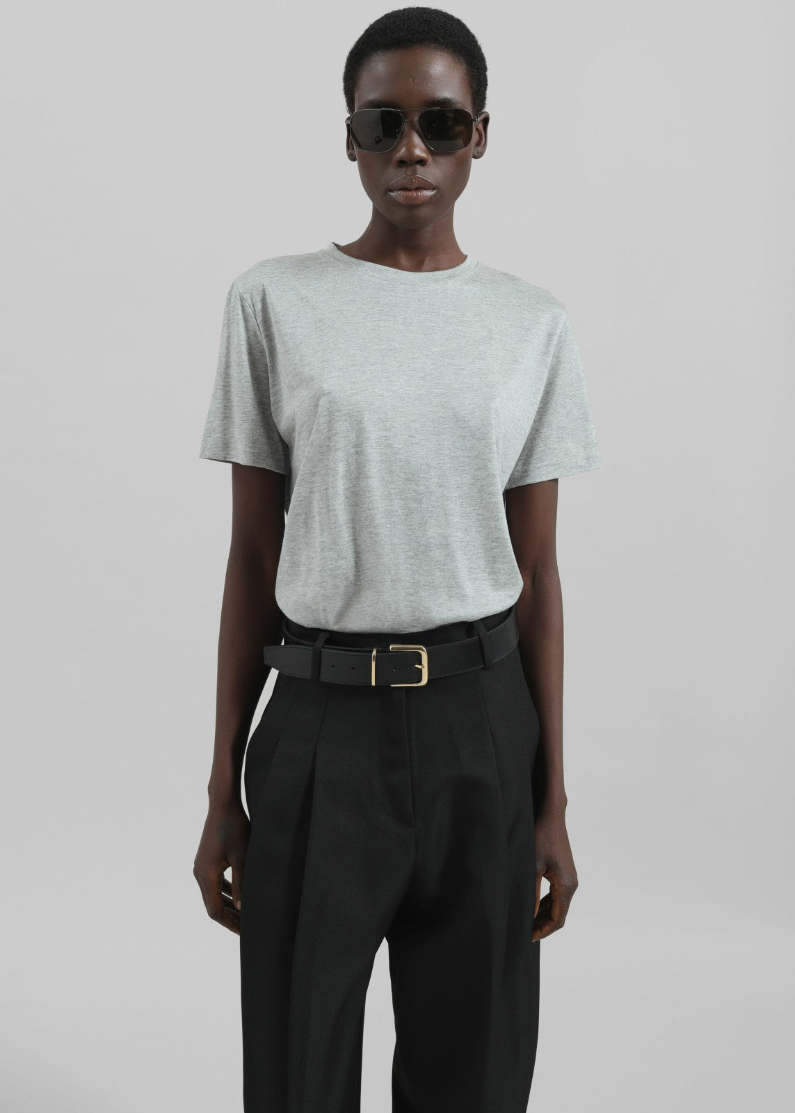 Amal Fluid Tee - Grey Melange