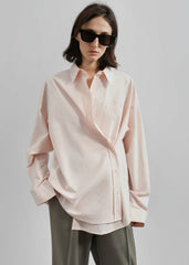 Volda Asymmetric Button-Up Shirt - Pink