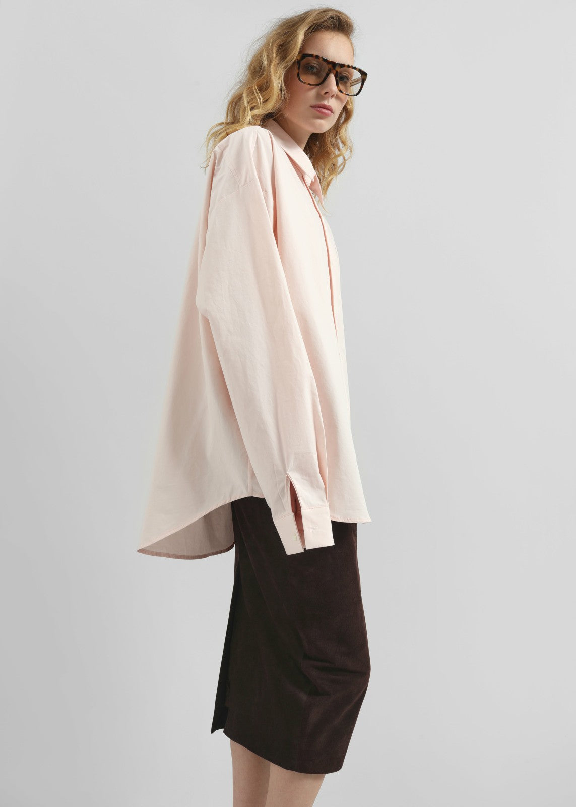 Volda Asymmetric Button-Up Shirt - Pink