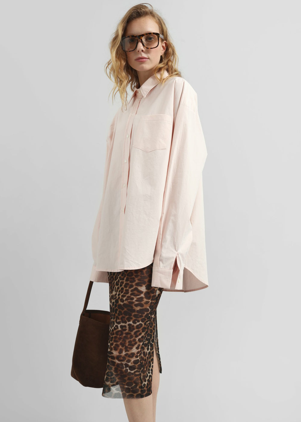 Volda Asymmetric Button-Up Shirt - Pink