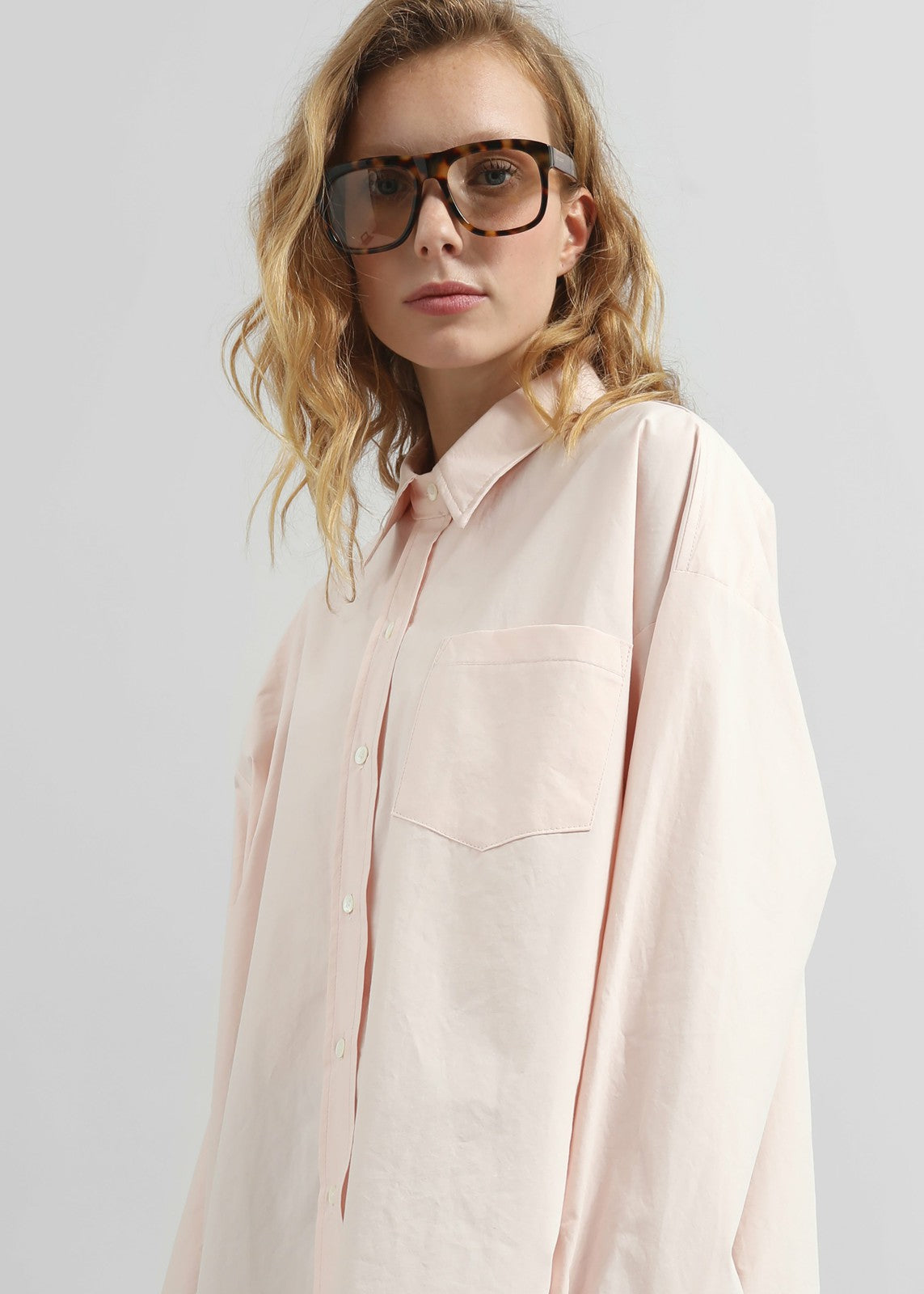 Volda Asymmetric Button-Up Shirt - Pink