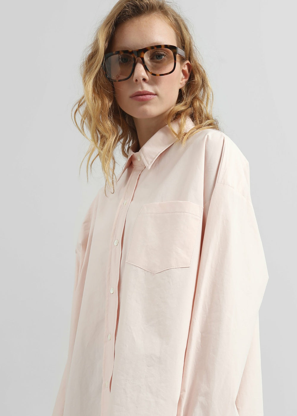 Volda Asymmetric Button-Up Shirt - Pink