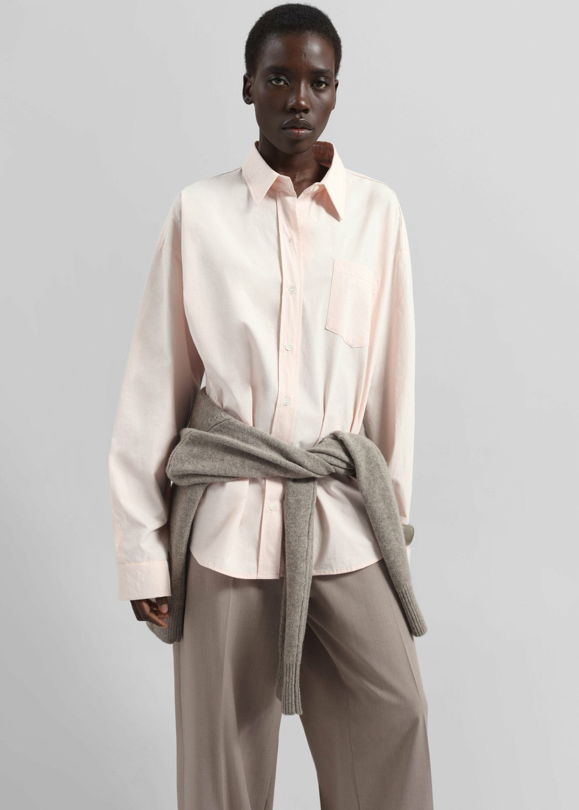 Volda Asymmetric Button-Up Shirt - Pink