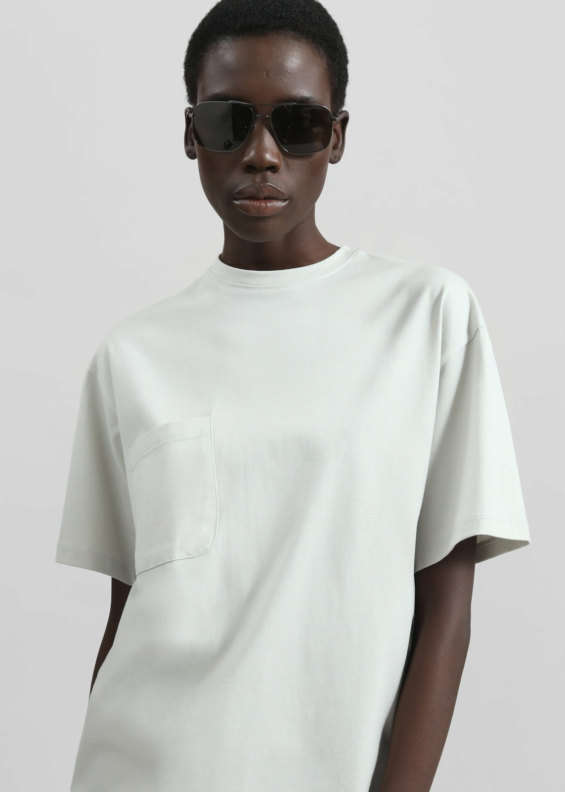 Yuri Boxy Super Soft Tee - Light Grey
