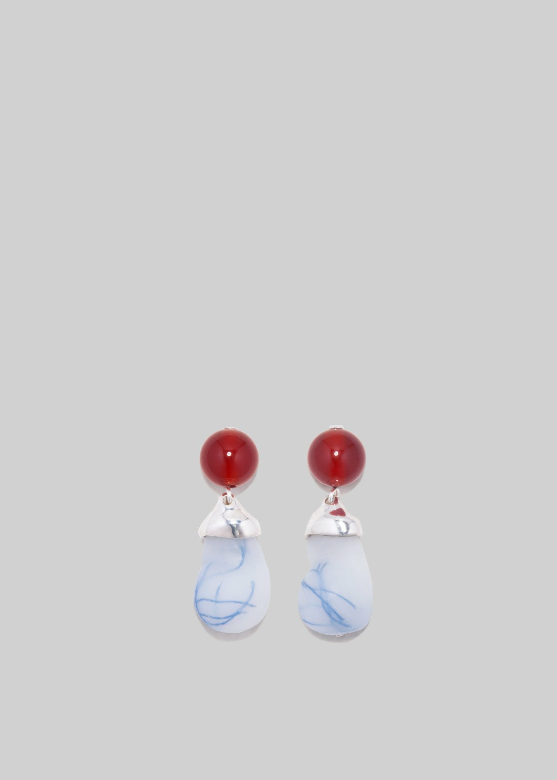 Completedworks Bio-Resin Red Lace Agate Earrings - Blue/Red