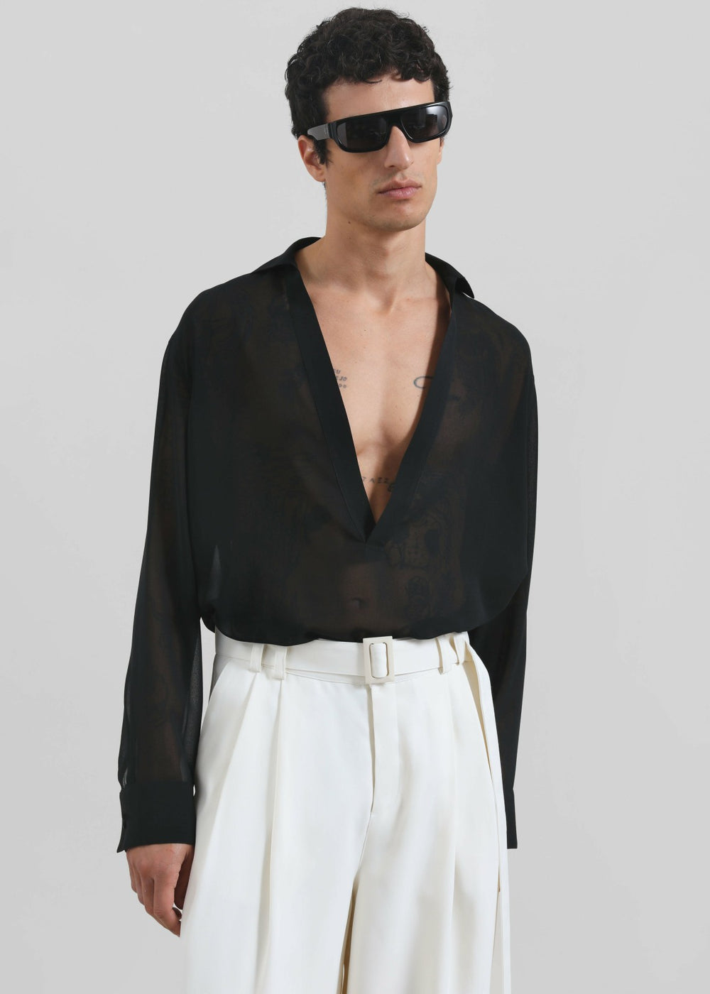 Louis Gabriel Nouchi Transparent Vareuse Shirt - Black