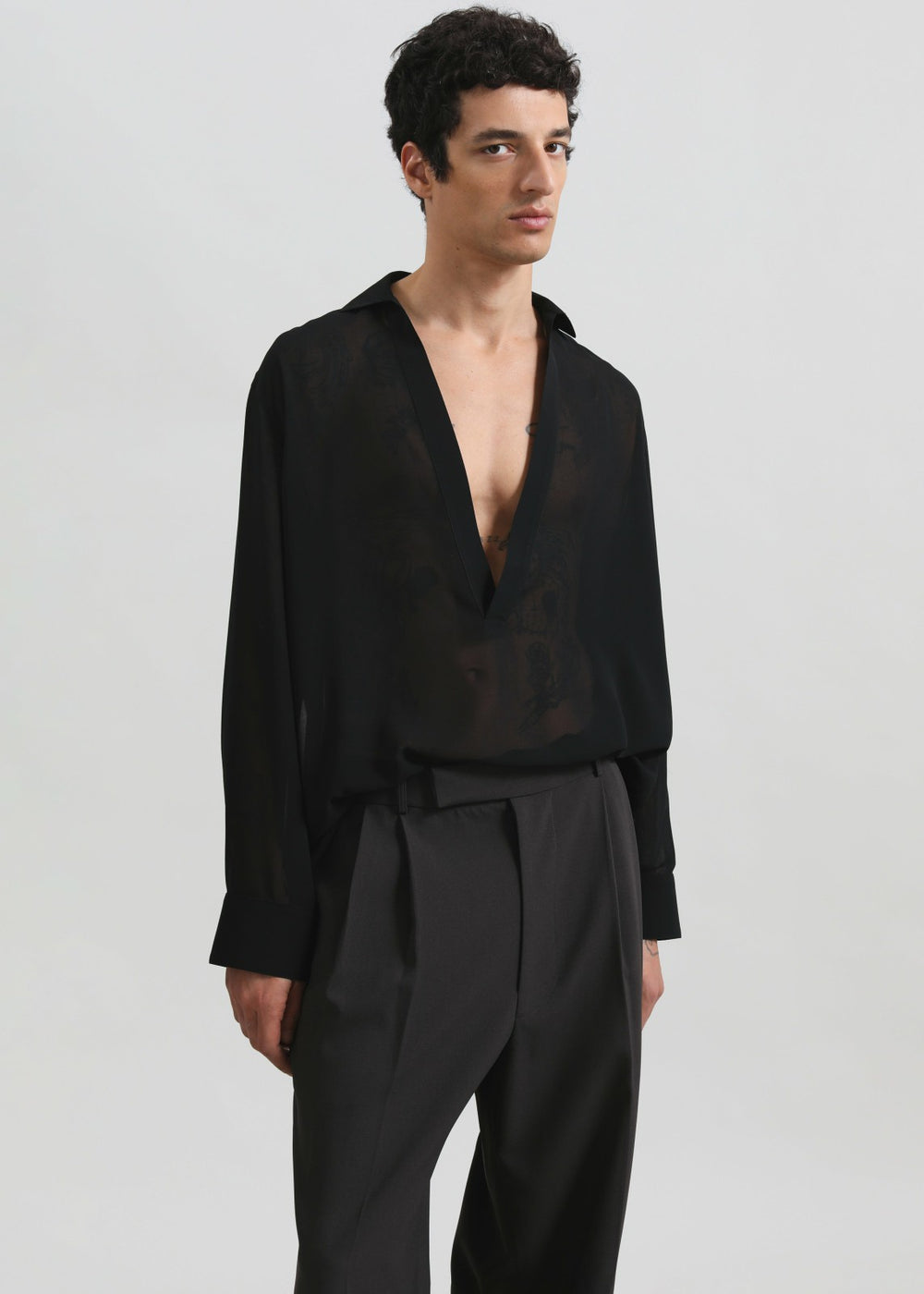 Louis Gabriel Nouchi Transparent Vareuse Shirt - Black