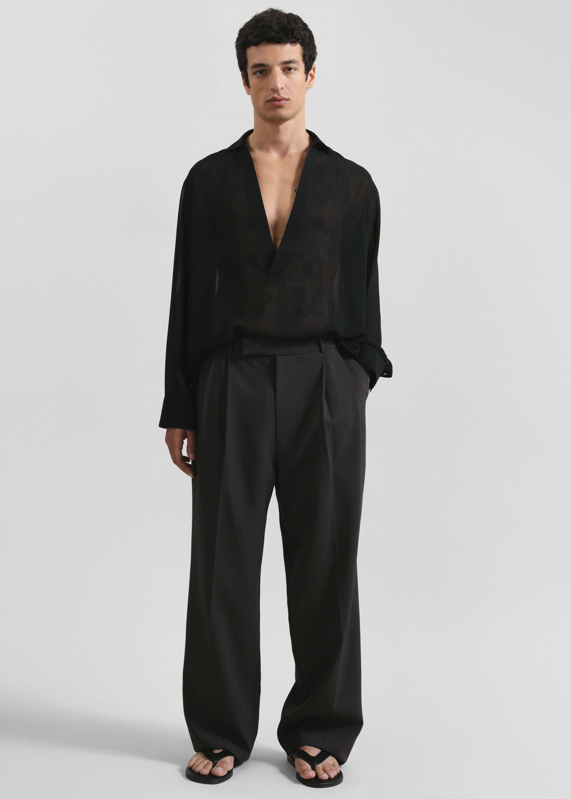 Louis Gabriel Nouchi Transparent Vareuse Shirt - Black