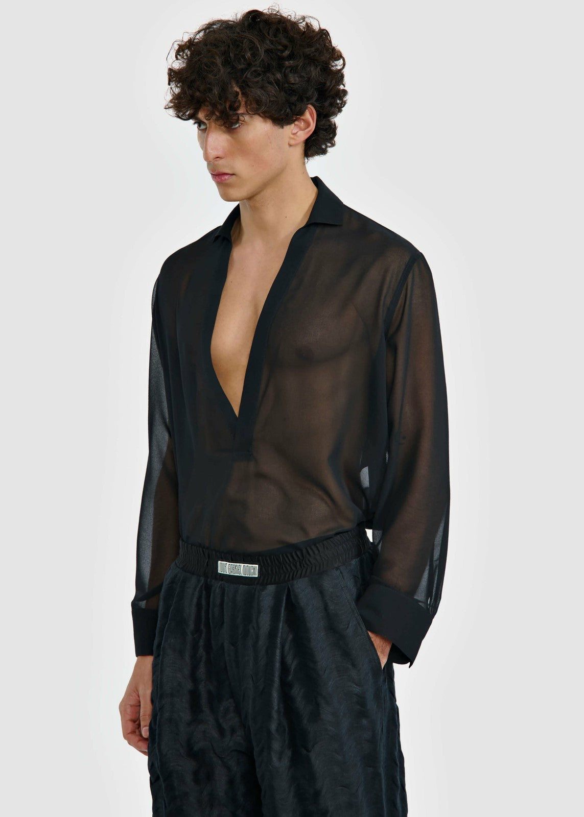 Louis Gabriel Nouchi Transparent Vareuse Shirt - Black