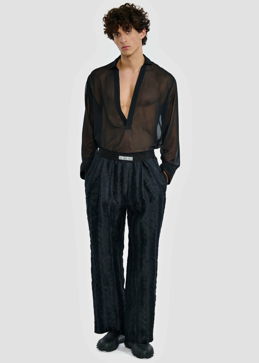 Louis Gabriel Nouchi Transparent Vareuse Shirt - Black