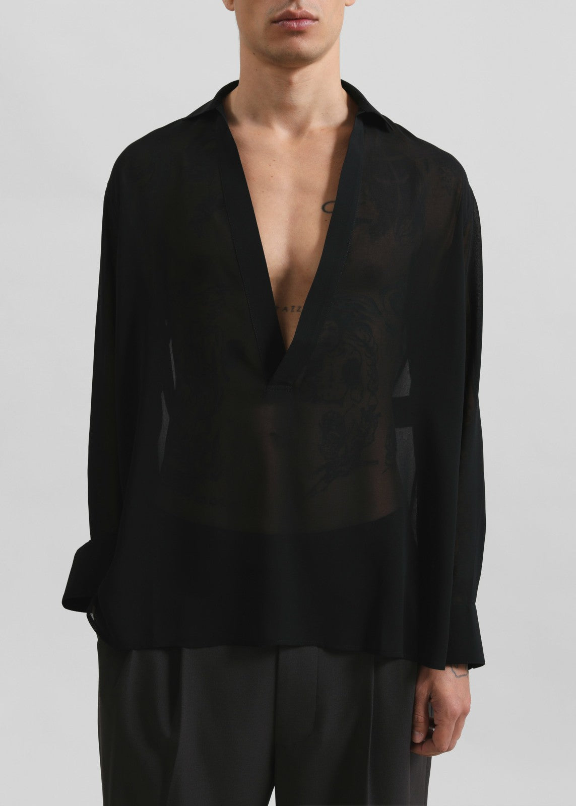 Louis Gabriel Nouchi Transparent Vareuse Shirt - Black