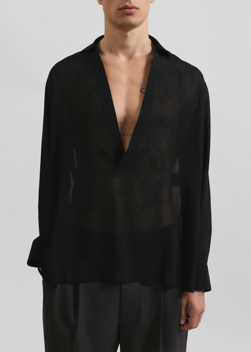 Louis Gabriel Nouchi Transparent Vareuse Shirt - Black