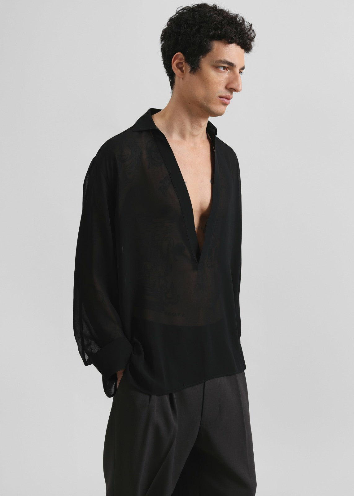 Louis Gabriel Nouchi Transparent Vareuse Shirt - Black