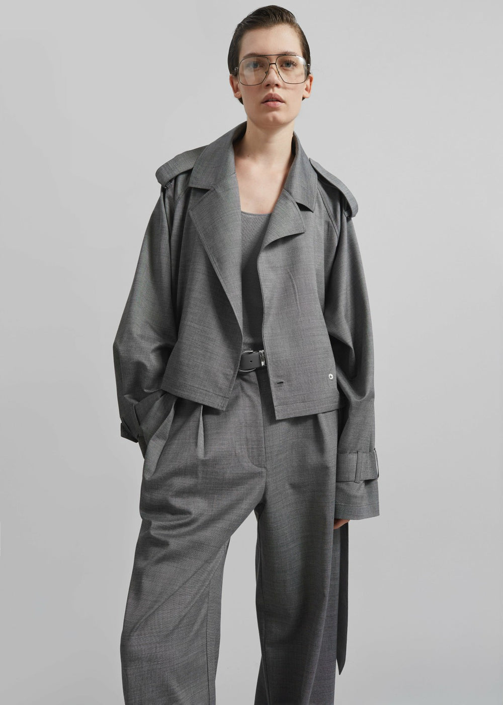 Simona Short Trench - Grey Melange