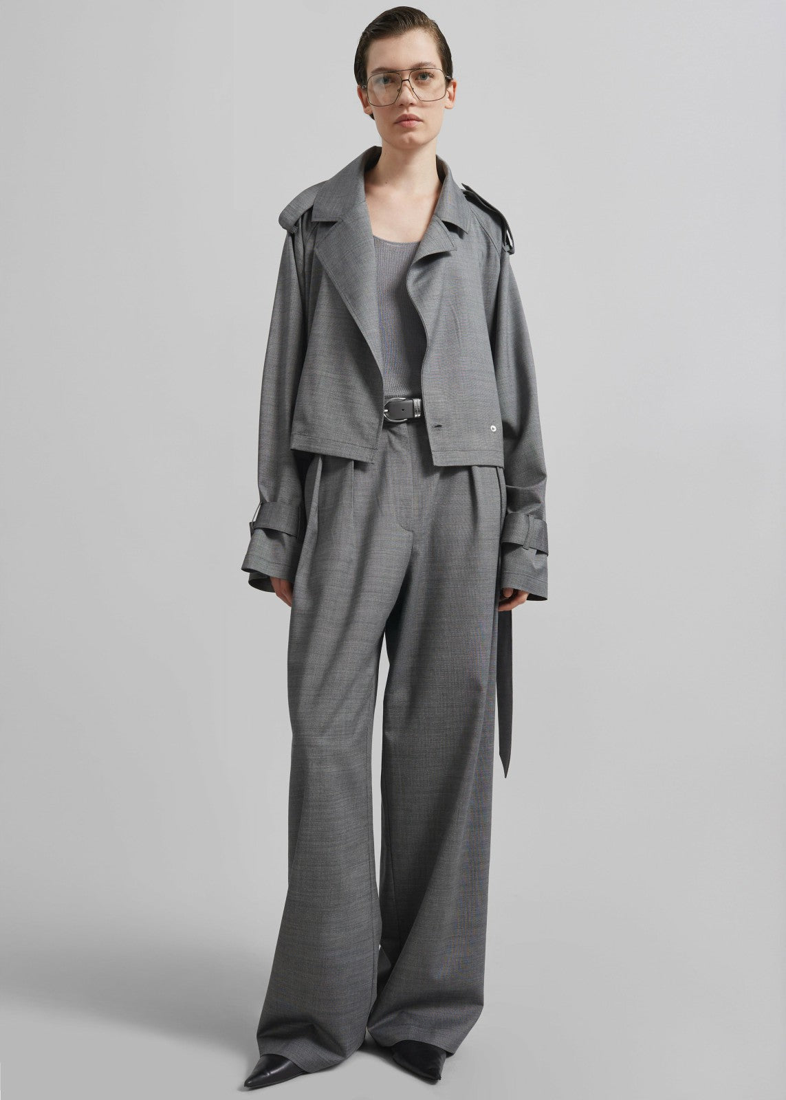 Simona Short Trench - Grey Melange