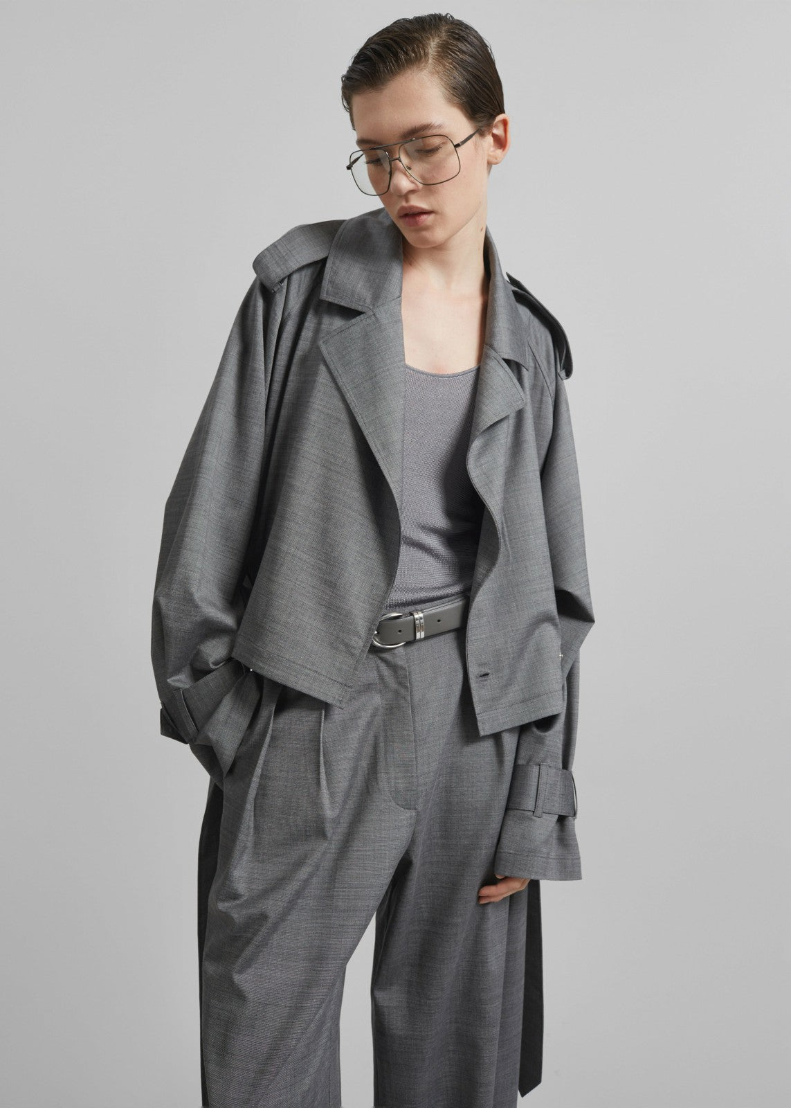 Simona Short Trench - Grey Melange