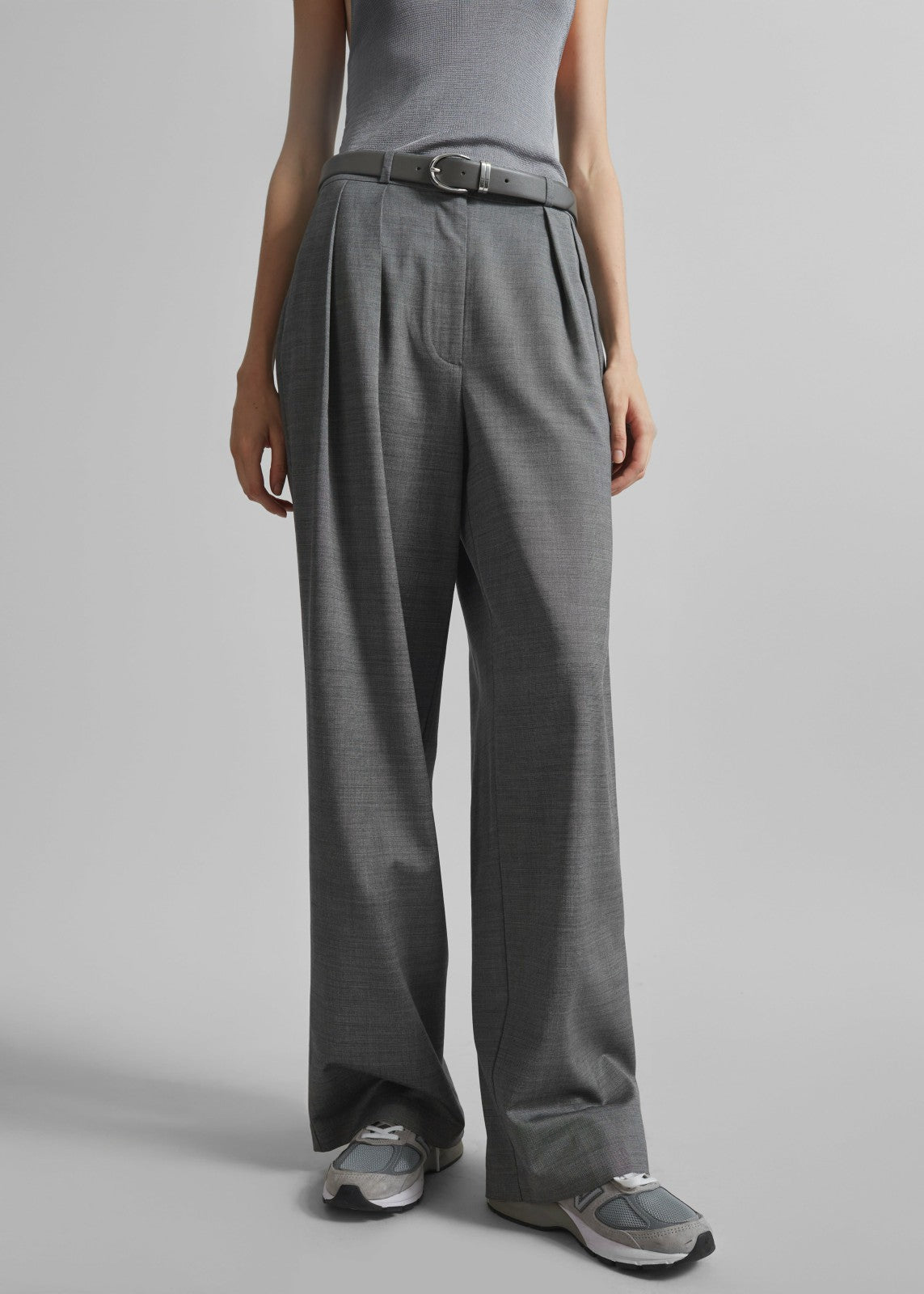 Ripley Pleated Trousers - Grey Melange
