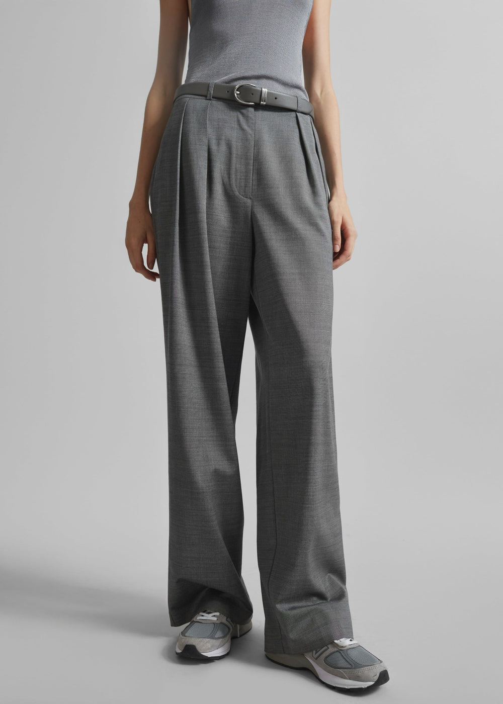 Ripley Pleated Trousers - Grey Melange