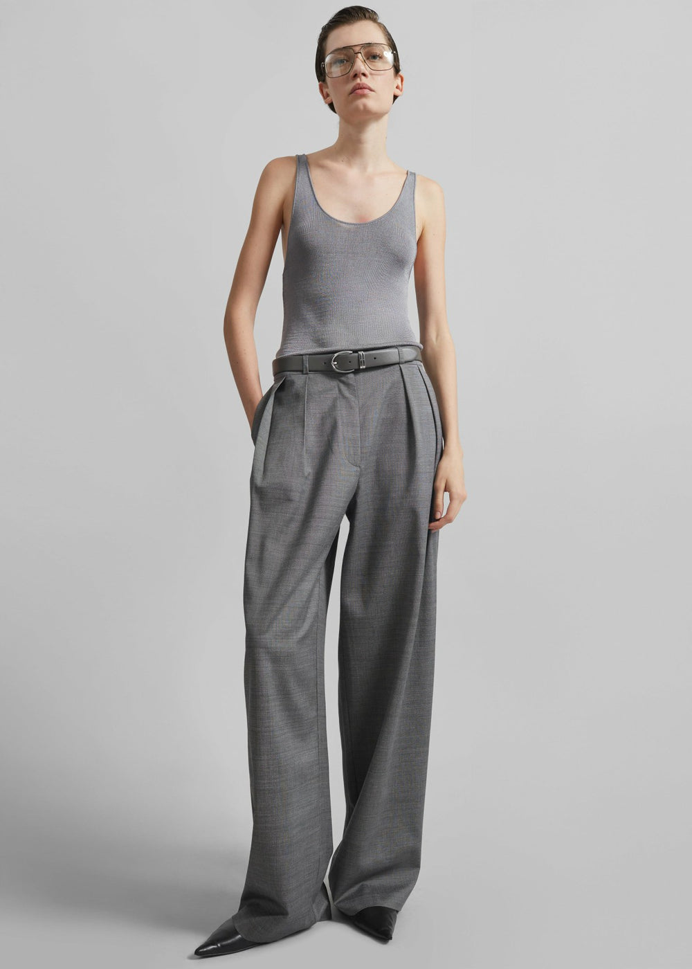 Ripley Pleated Trousers - Grey Melange