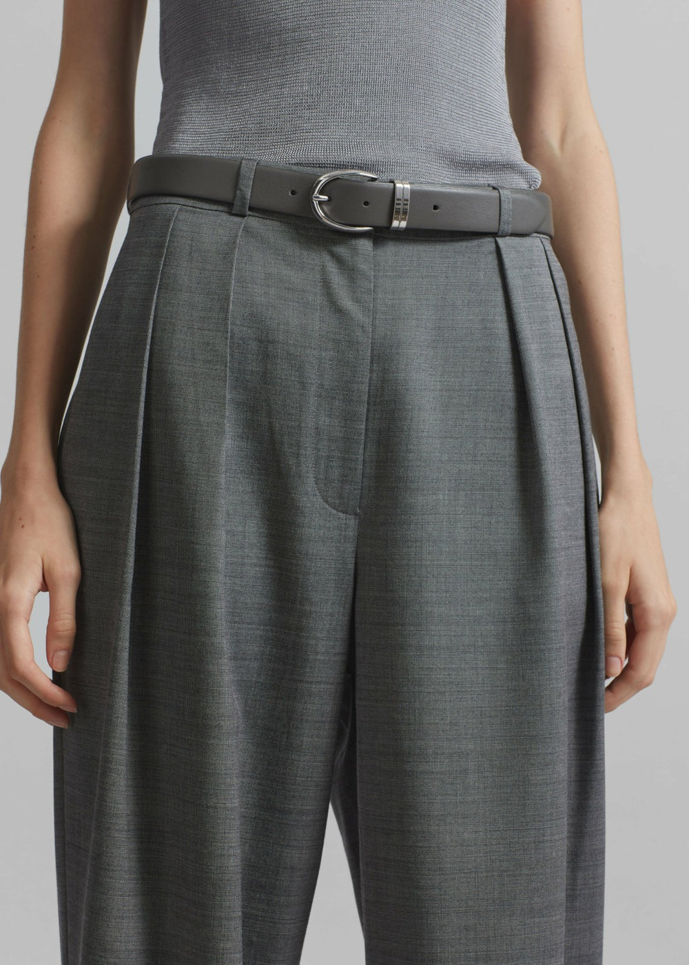 Ripley Pleated Trousers - Grey Melange