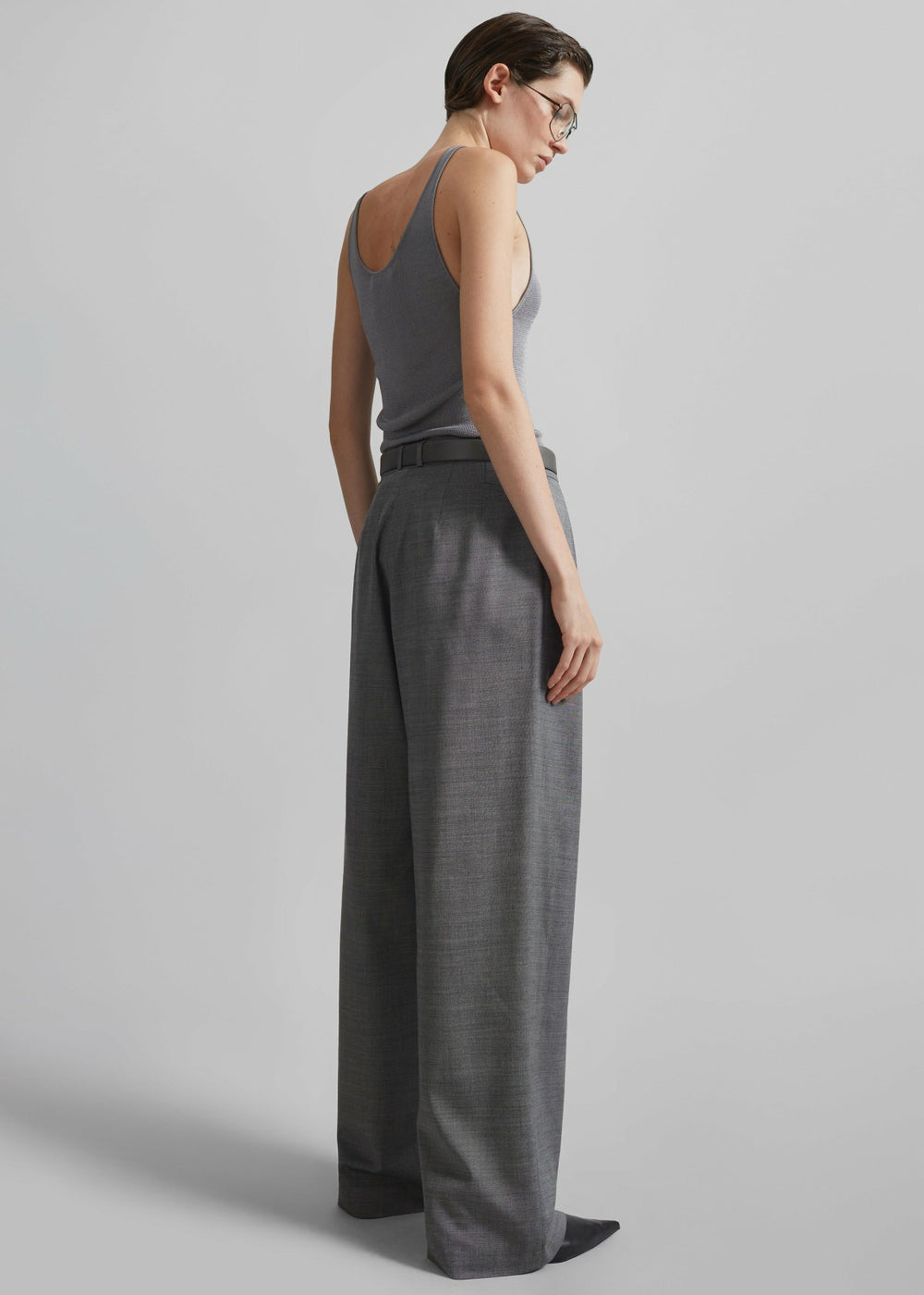 Ripley Pleated Trousers - Grey Melange