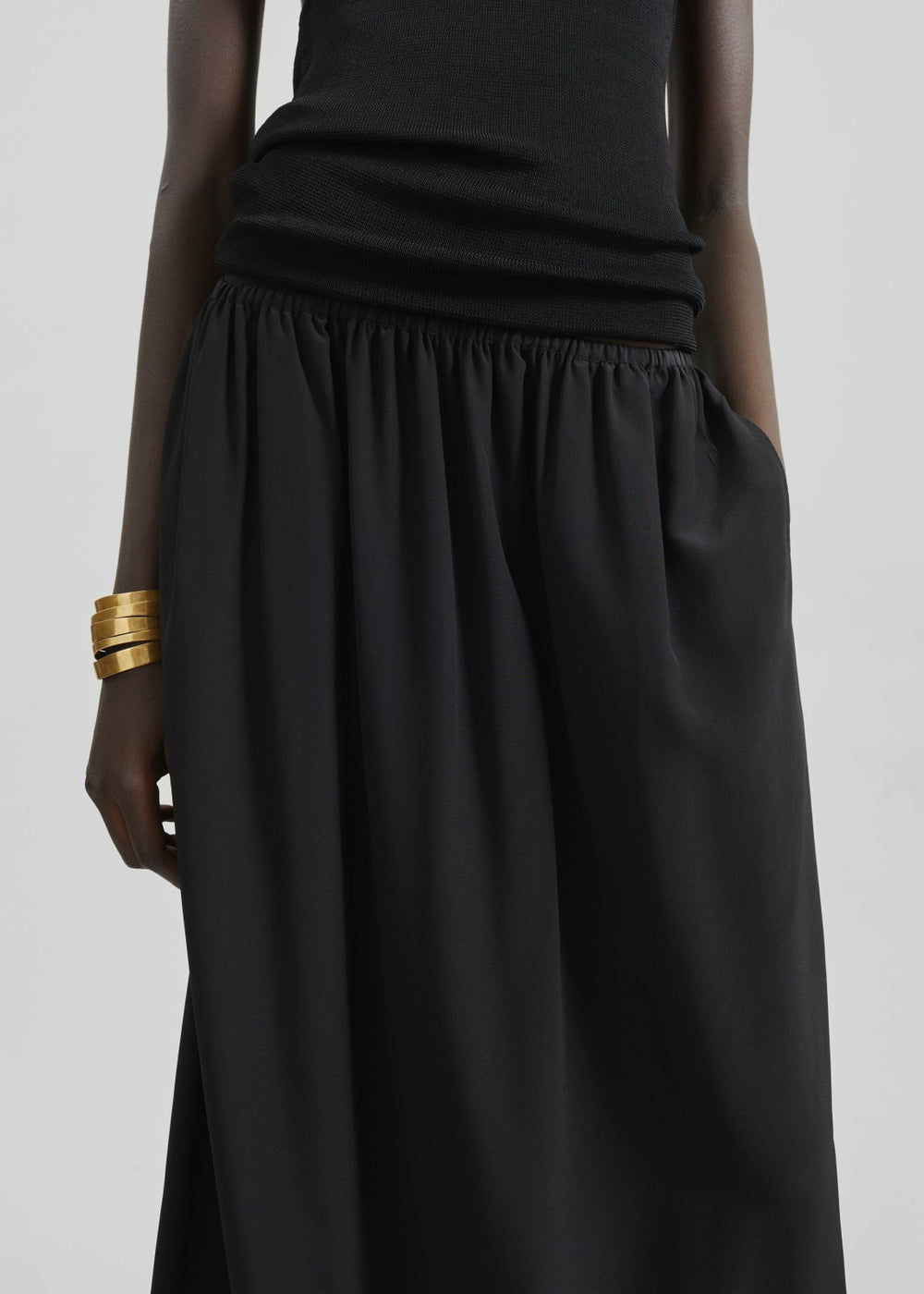 Sibena Silk Maxi Skirt - Black