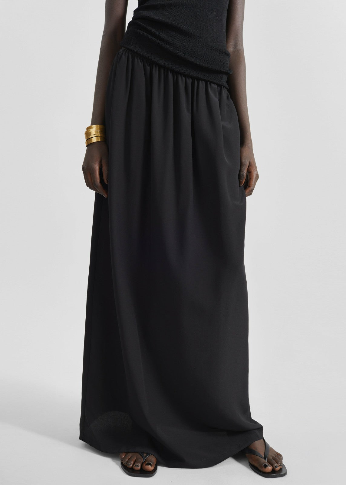 Sibena Silk Maxi Skirt - Black