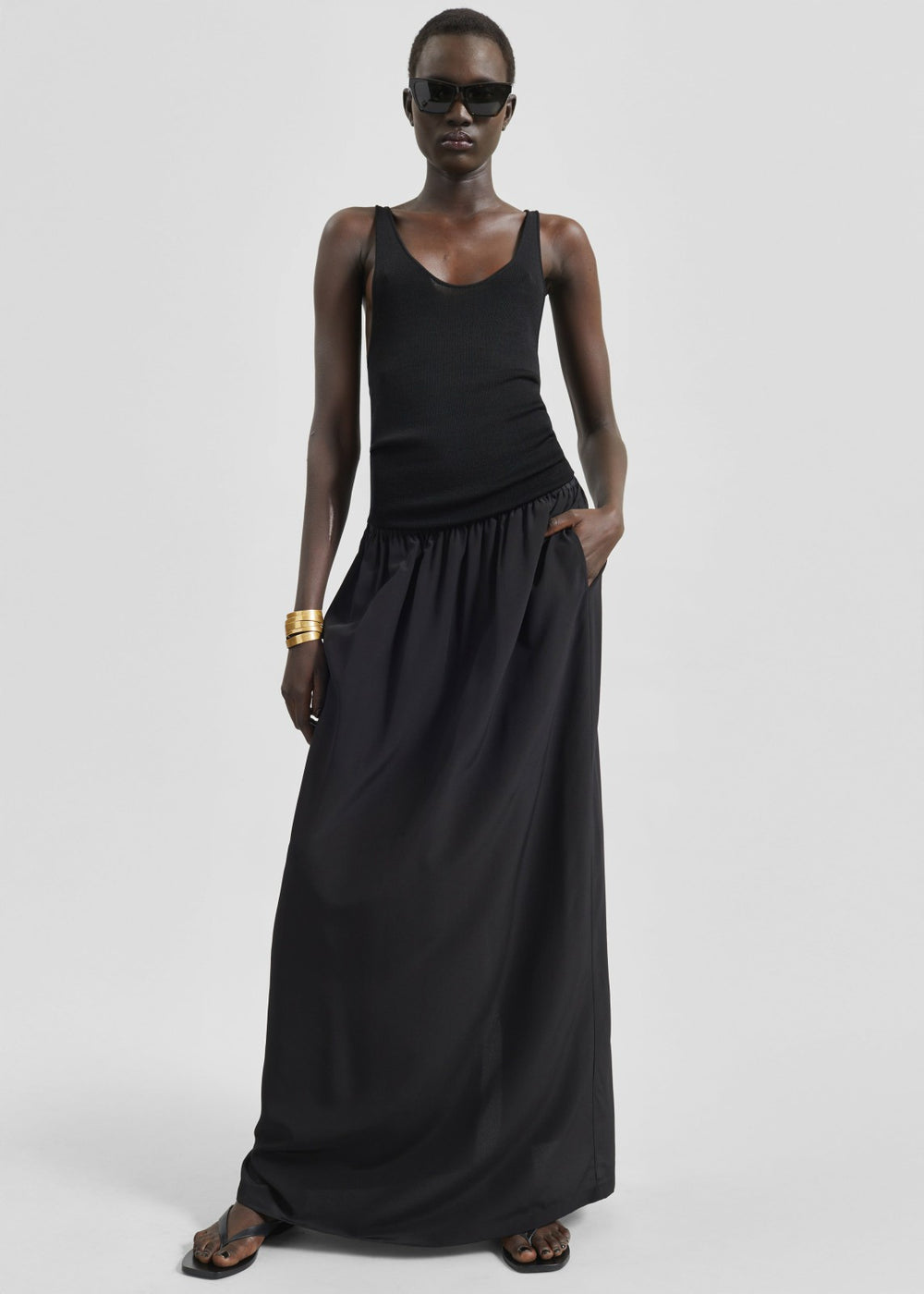 Sibena Silk Maxi Skirt - Black