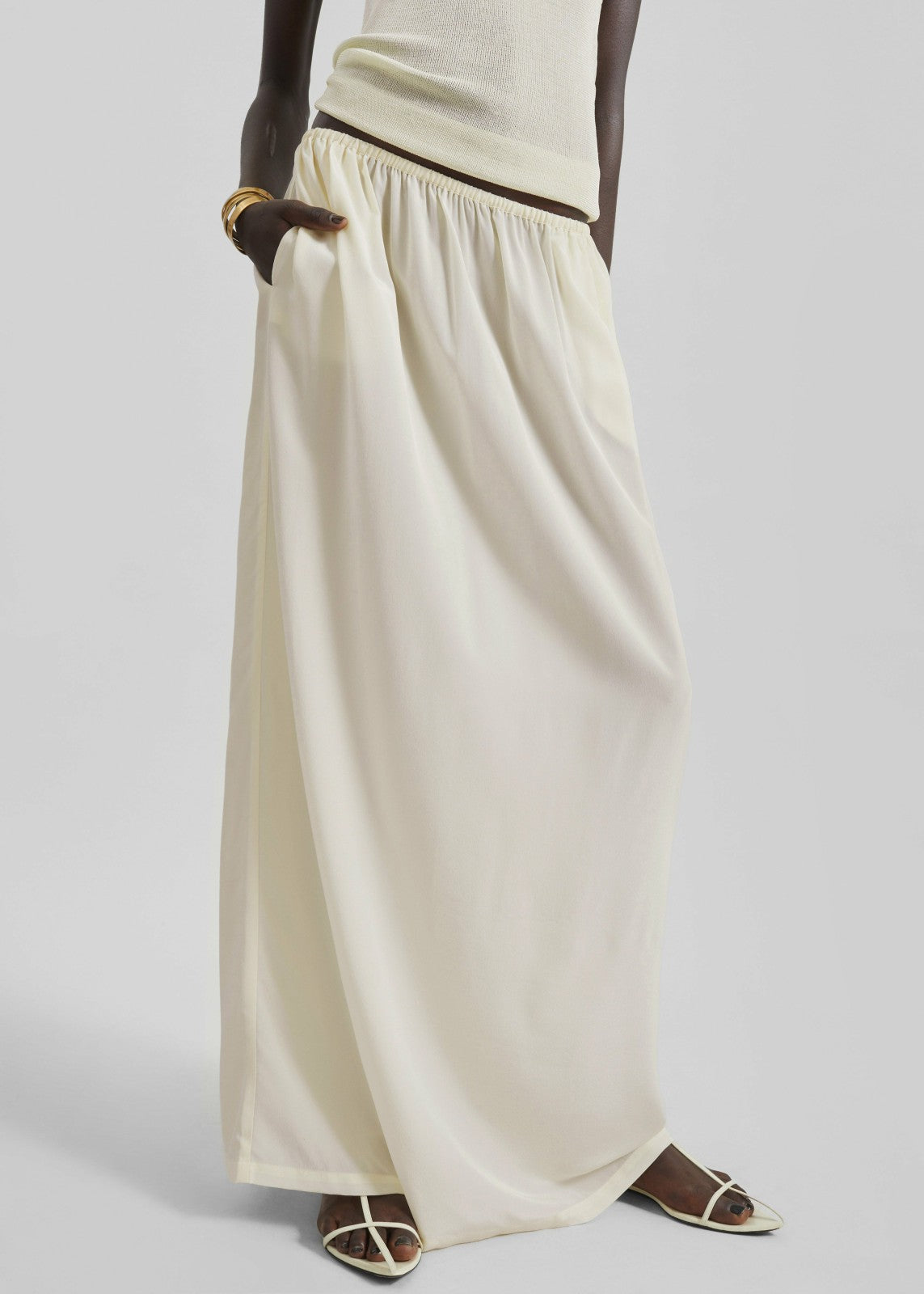 Sibena Silk Maxi Skirt - Pale Yellow