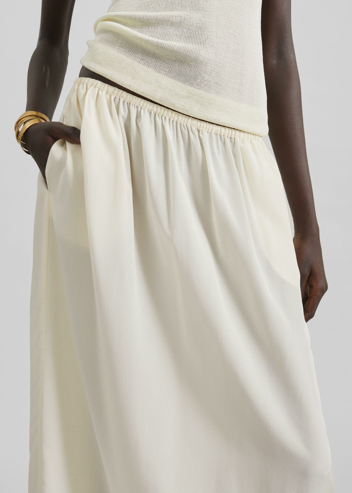 Sibena Silk Maxi Skirt - Pale Yellow