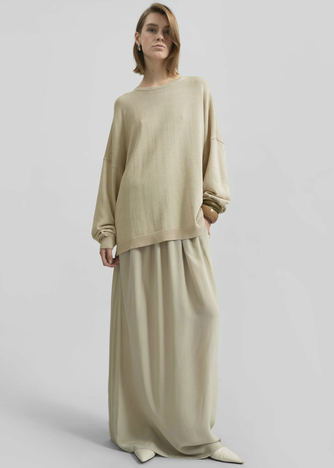 Sibena Silk Maxi Skirt - Cement