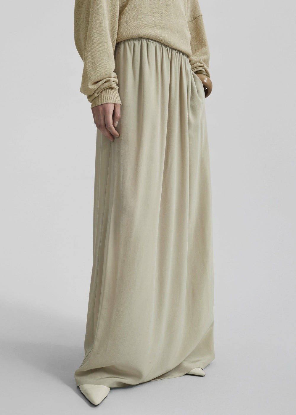 Sibena Silk Maxi Skirt - Cement