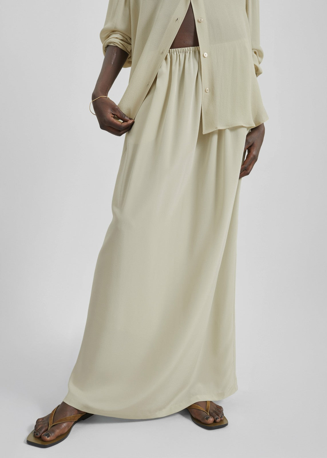 Sibena Silk Maxi Skirt - Cement