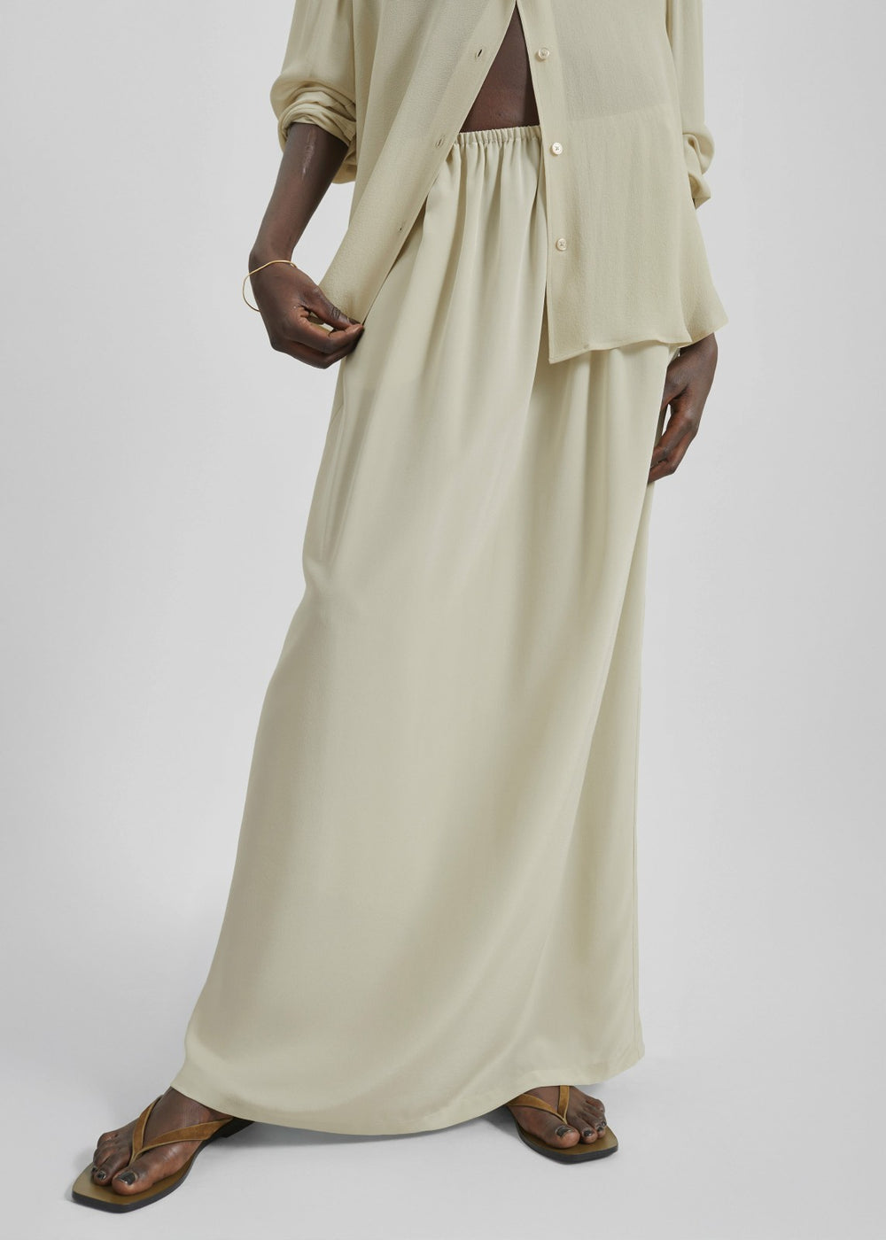 Sibena Silk Maxi Skirt - Cement