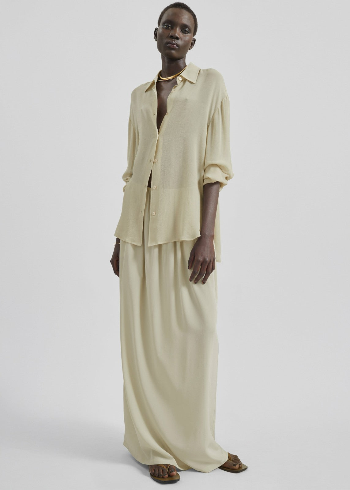 Sibena Silk Maxi Skirt - Cement